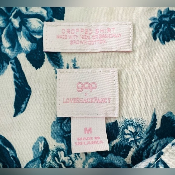 Gap LoveShackFancy Collab Floral Cropped Button Up Shirt. Size M - Picture 7 of 7